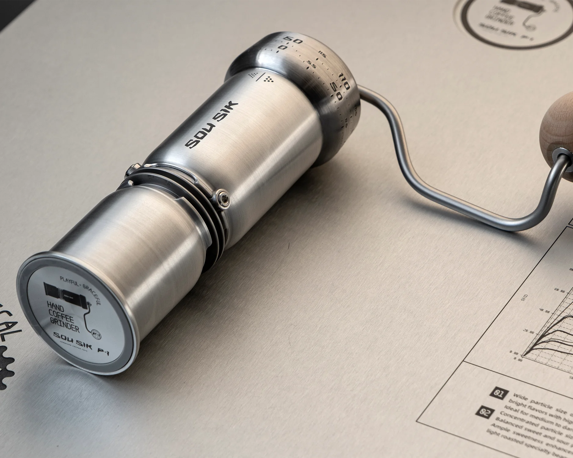 P-1 Hand Coffee Grinder - Raw Aluminum